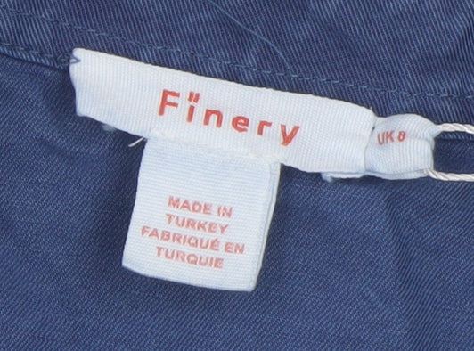 Finery Women's Blue Shirt Dress, UK 8, Cotton-Linen