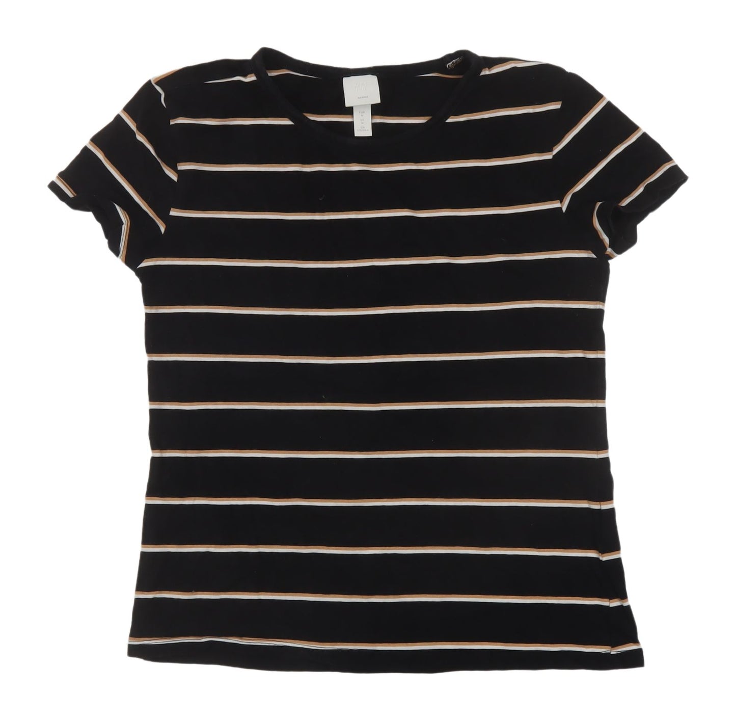 H&M Women's Black Striped T-Shirt, M, Basic Casual