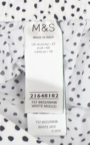 Marks and Spencer Women's White Polka Dot Shorts Size 22