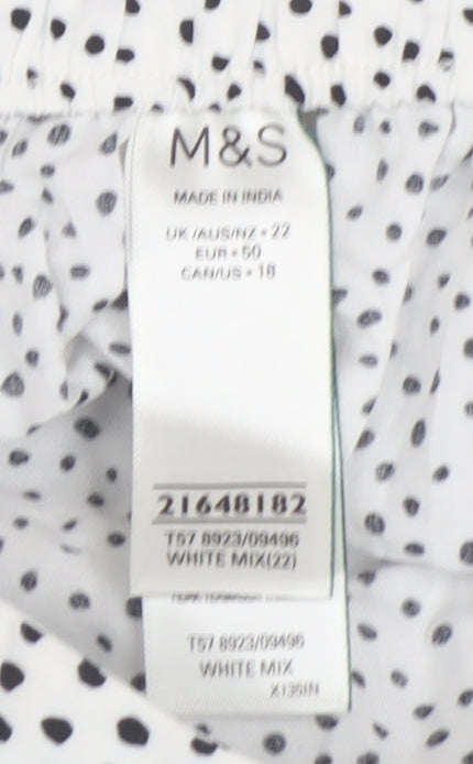 Marks and Spencer Women's White Polka Dot Shorts Size 22
