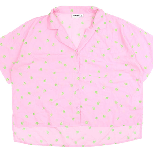 Noisy May Women's Pink Floral Button-Up Blouse M
