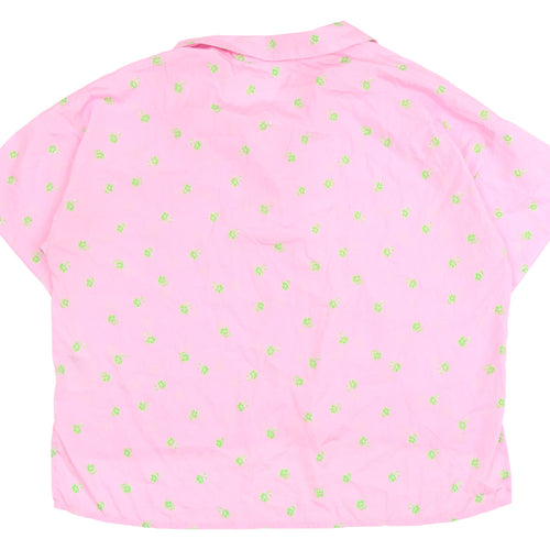 Noisy May Women's Pink Floral Button-Up Blouse M