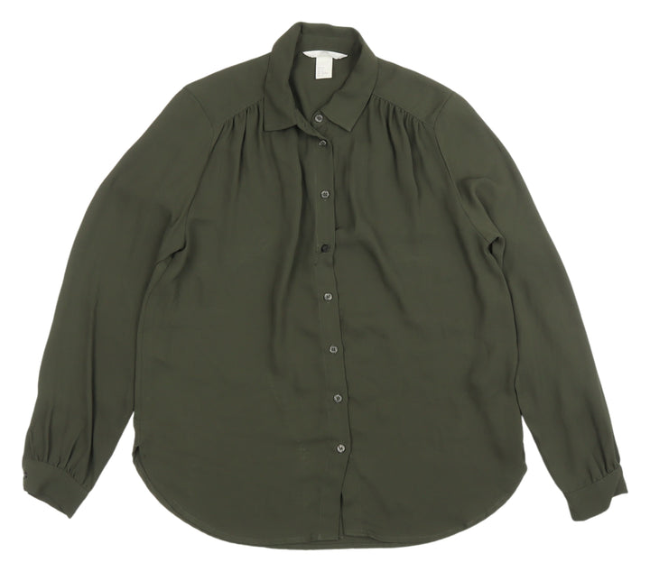 H&M Women’s Green Button-Up Shirt Size 6, Polyester