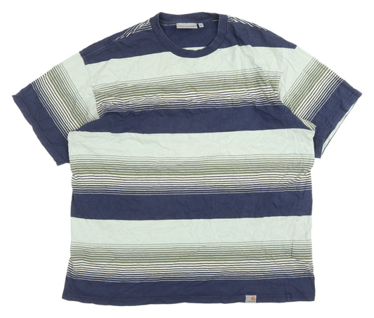 Carhartt Men's XL Blue Green Striped T-Shirt