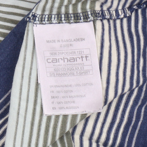 Carhartt Men's XL Blue Green Striped T-Shirt