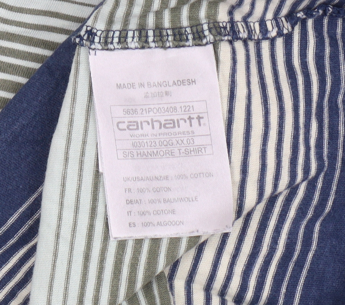 Carhartt Men's XL Blue Green Striped T-Shirt