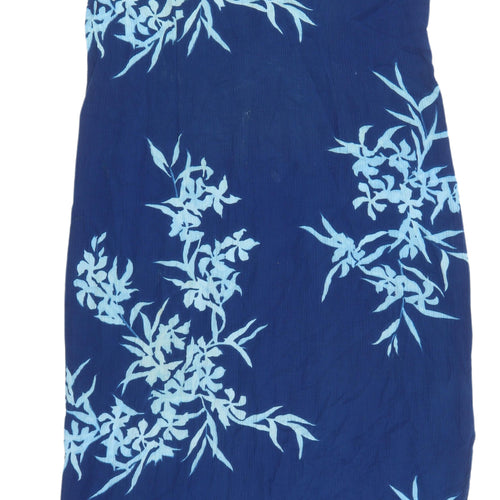 Monsoon Blue Floral Shift Dress, M, V-Neck Cotton
