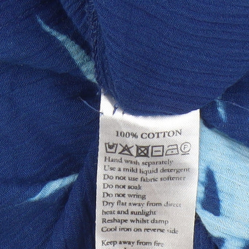 Monsoon Blue Floral Shift Dress, M, V-Neck Cotton