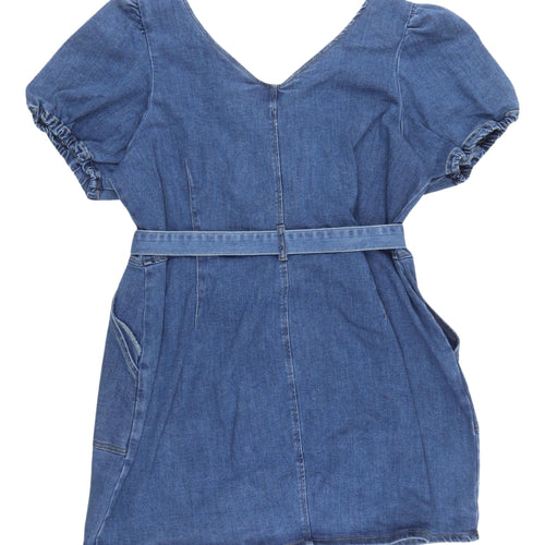City Chic Women's Blue Denim Pinafore Dress XL