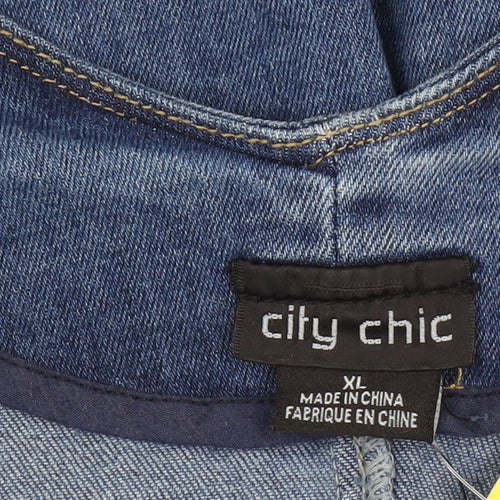 City Chic Women's Blue Denim Pinafore Dress XL