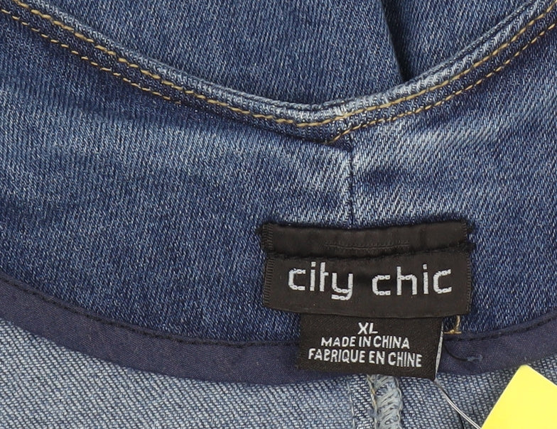 City Chic Women's Blue Denim Pinafore Dress XL