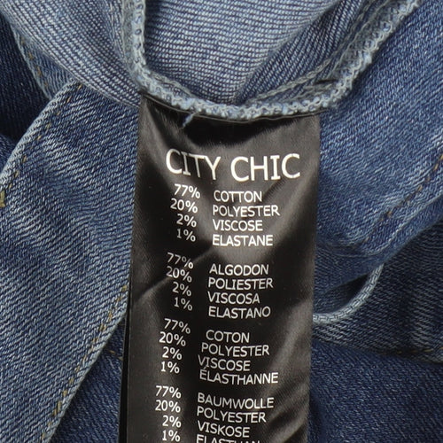 City Chic Women's Blue Denim Pinafore Dress XL