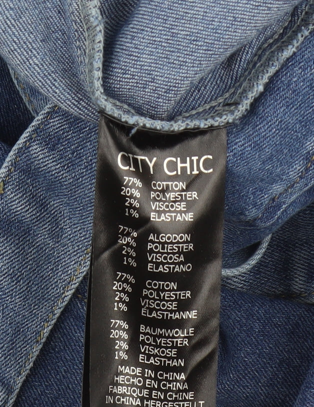 City Chic Women's Blue Denim Pinafore Dress XL