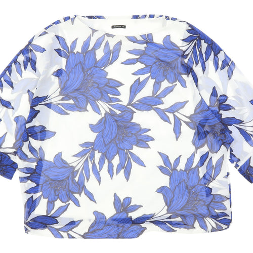 Roman Women's Floral Blue Tunic Blouse, Size 14