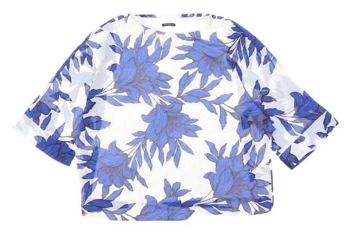 Roman Women's Floral Blue Tunic Blouse, Size 14