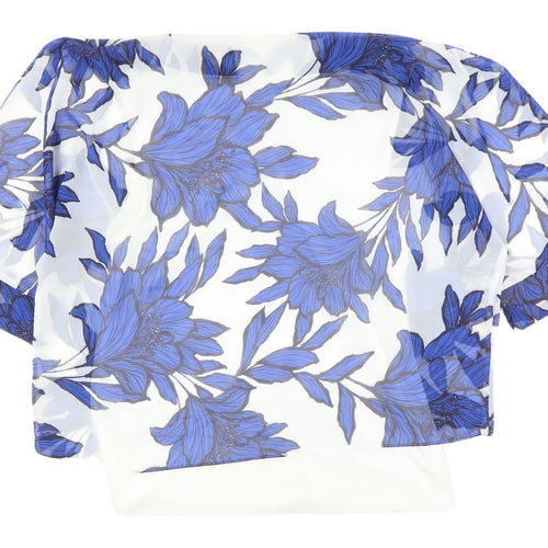 Roman Women's Floral Blue Tunic Blouse, Size 14