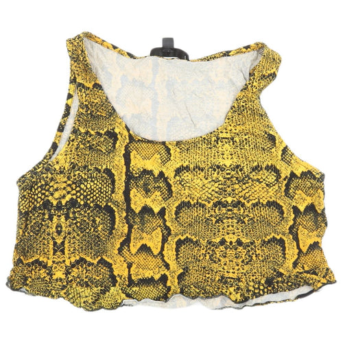 Missguided Women's Yellow Snake Print Crop Tank
