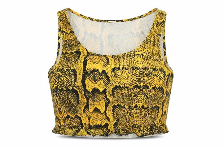 Missguided Women's Yellow Snake Print Crop Tank