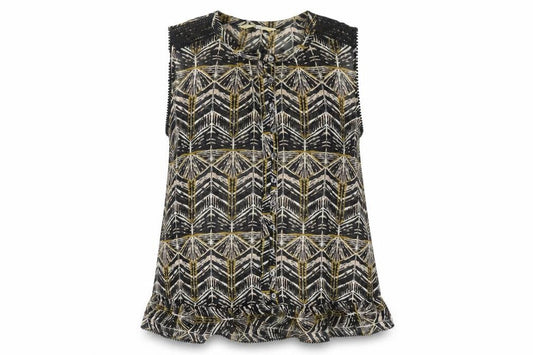Front view of Next Women's Multicoloured Geometric Sleeveless Blouse, size 12