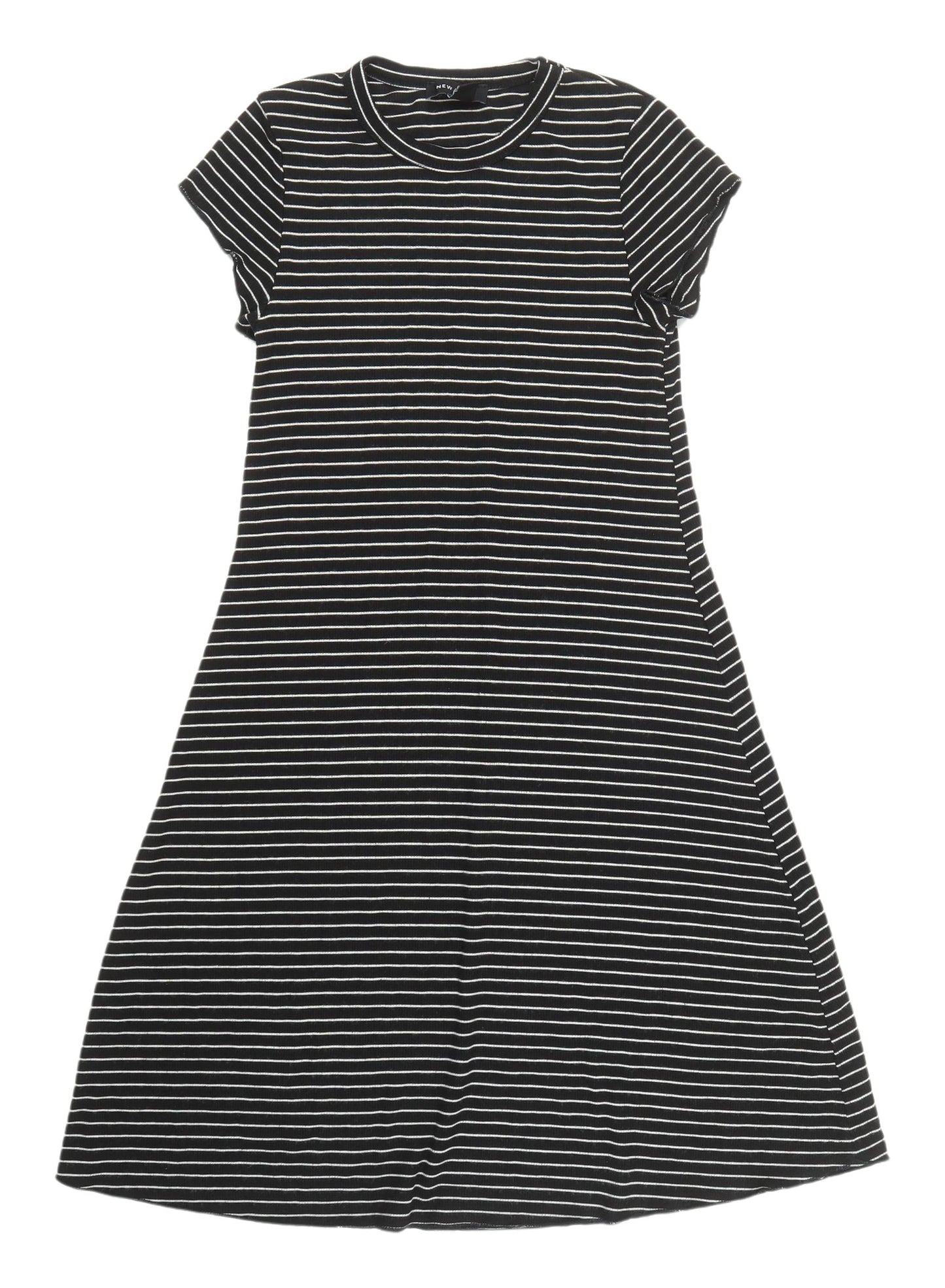 New Look Women's Black Striped T-Shirt Dress Size 10