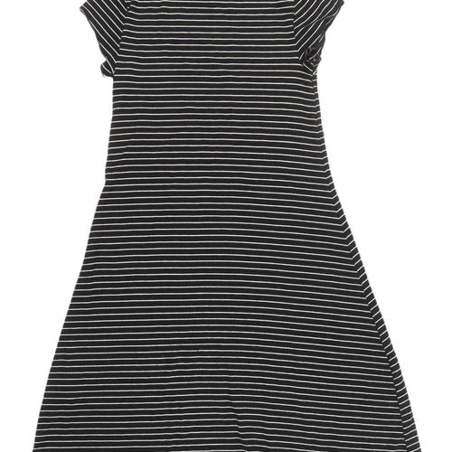 New Look Women's Black Striped T-Shirt Dress Size 10