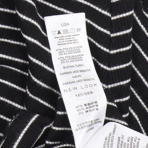 New Look Women's Black Striped T-Shirt Dress Size 10