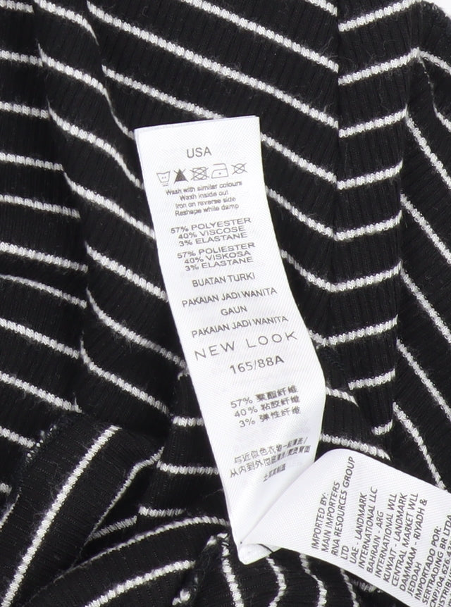 New Look Women's Black Striped T-Shirt Dress Size 10