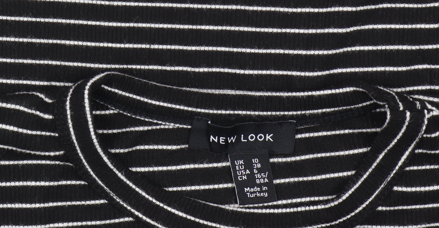 New Look Women's Black Striped T-Shirt Dress Size 10