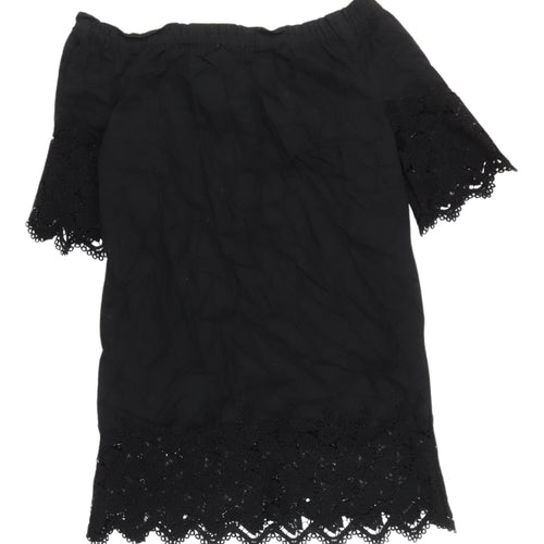 Mango Black Off Shoulder Shift Dress - M