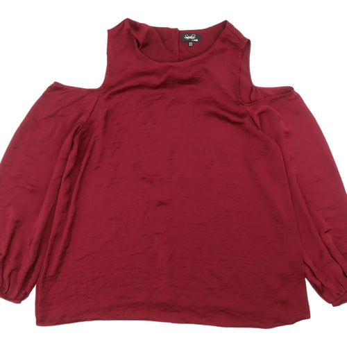 Wallis Women's Red Cold Shoulder Blouse Size 16