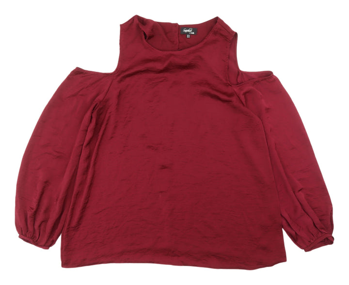 Wallis Women's Red Cold Shoulder Blouse Size 16