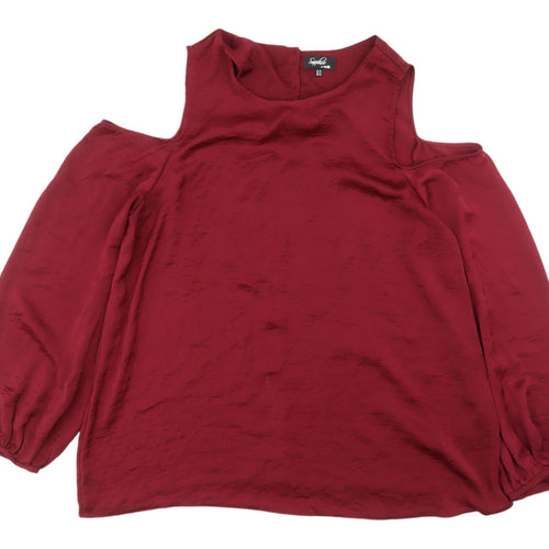 Wallis Women's Red Cold Shoulder Blouse Size 16