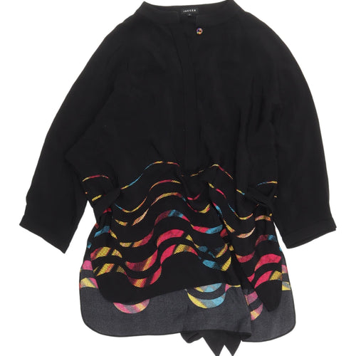 Jaeger Women's Silk Blouse Black Multicoloured S