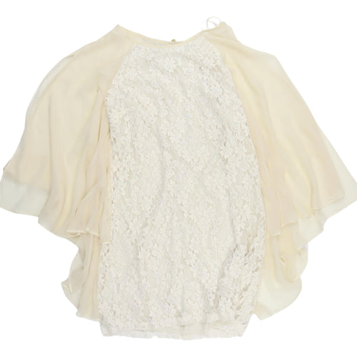 River Island Women's Beige Floral Lace Tunic Blouse
