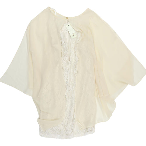 River Island Women's Beige Floral Lace Tunic Blouse