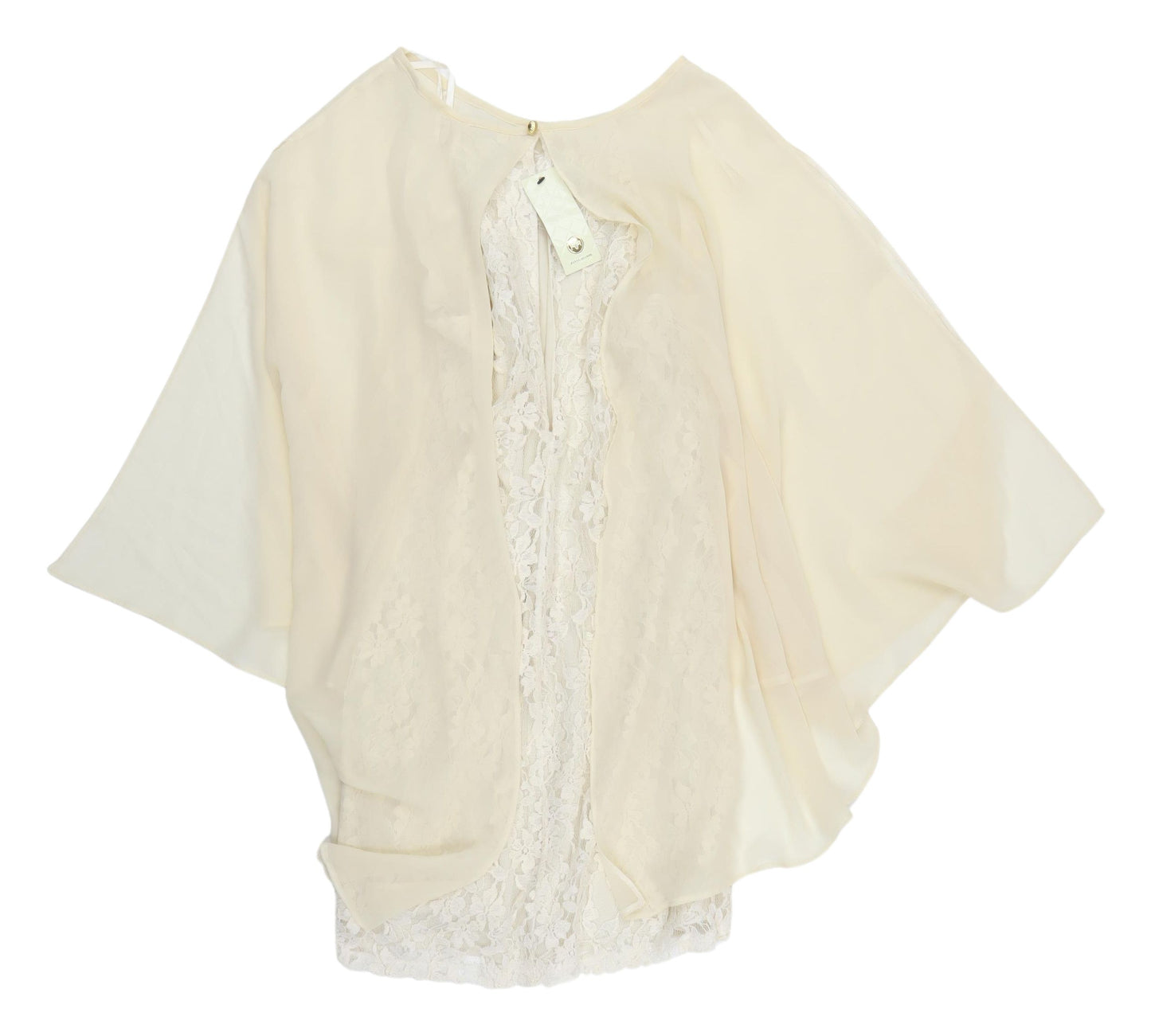River Island Women's Beige Floral Lace Tunic Blouse