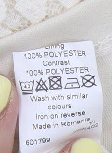 River Island Women's Beige Floral Lace Tunic Blouse