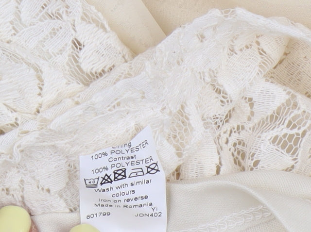 River Island Women's Beige Floral Lace Tunic Blouse