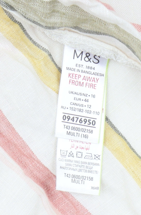 Marks and Spencer Multicoloured Striped Blouse Size 16
