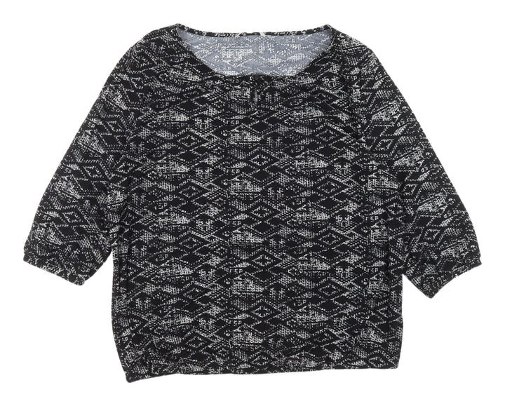 Pebble Bay Women's Black Geometric Top 3/4 Sleeve Size 20