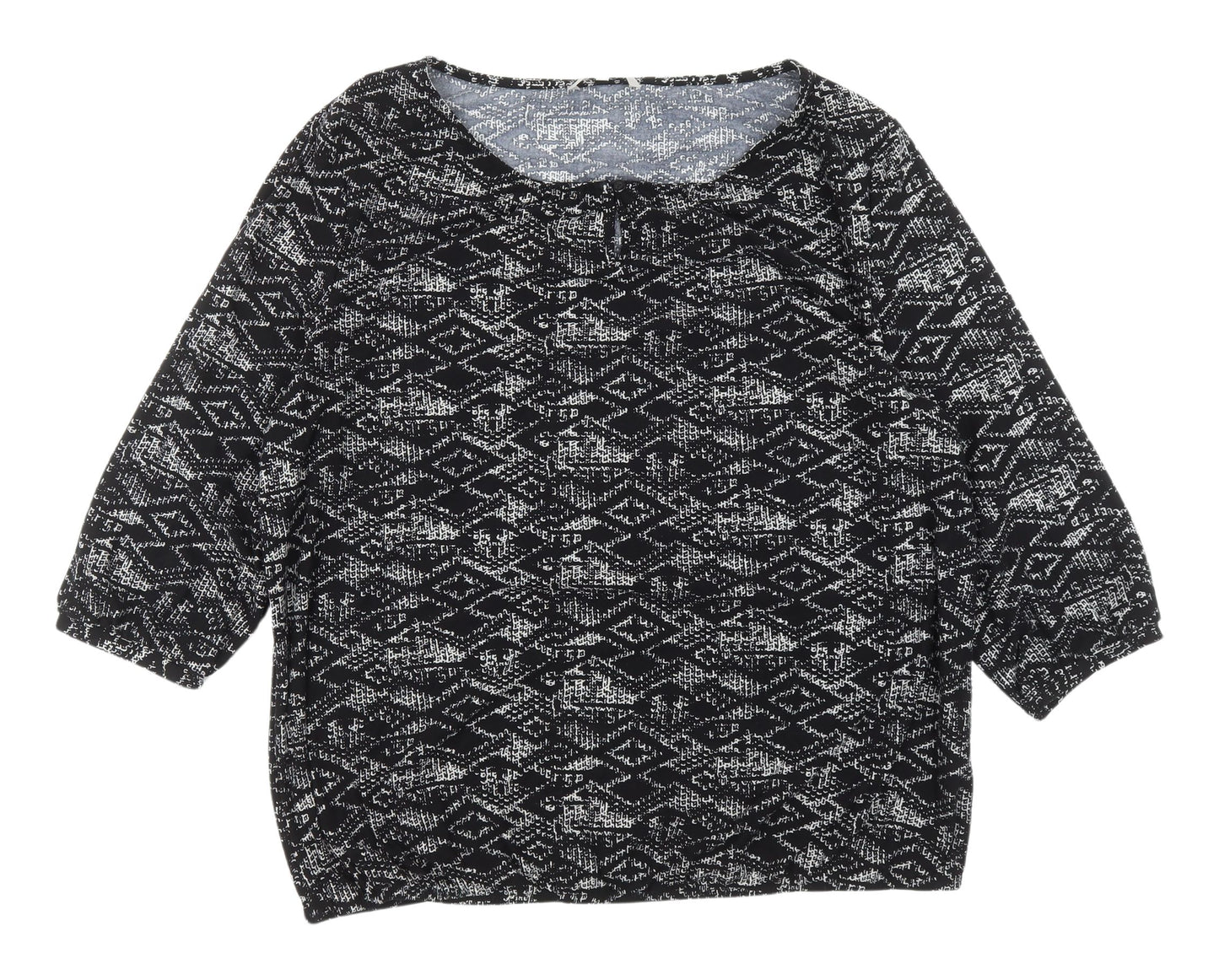 Pebble Bay Women's Black Geometric Top 3/4 Sleeve Size 20