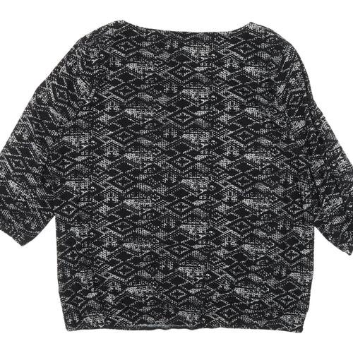 Pebble Bay Women's Black Geometric Top 3/4 Sleeve Size 20
