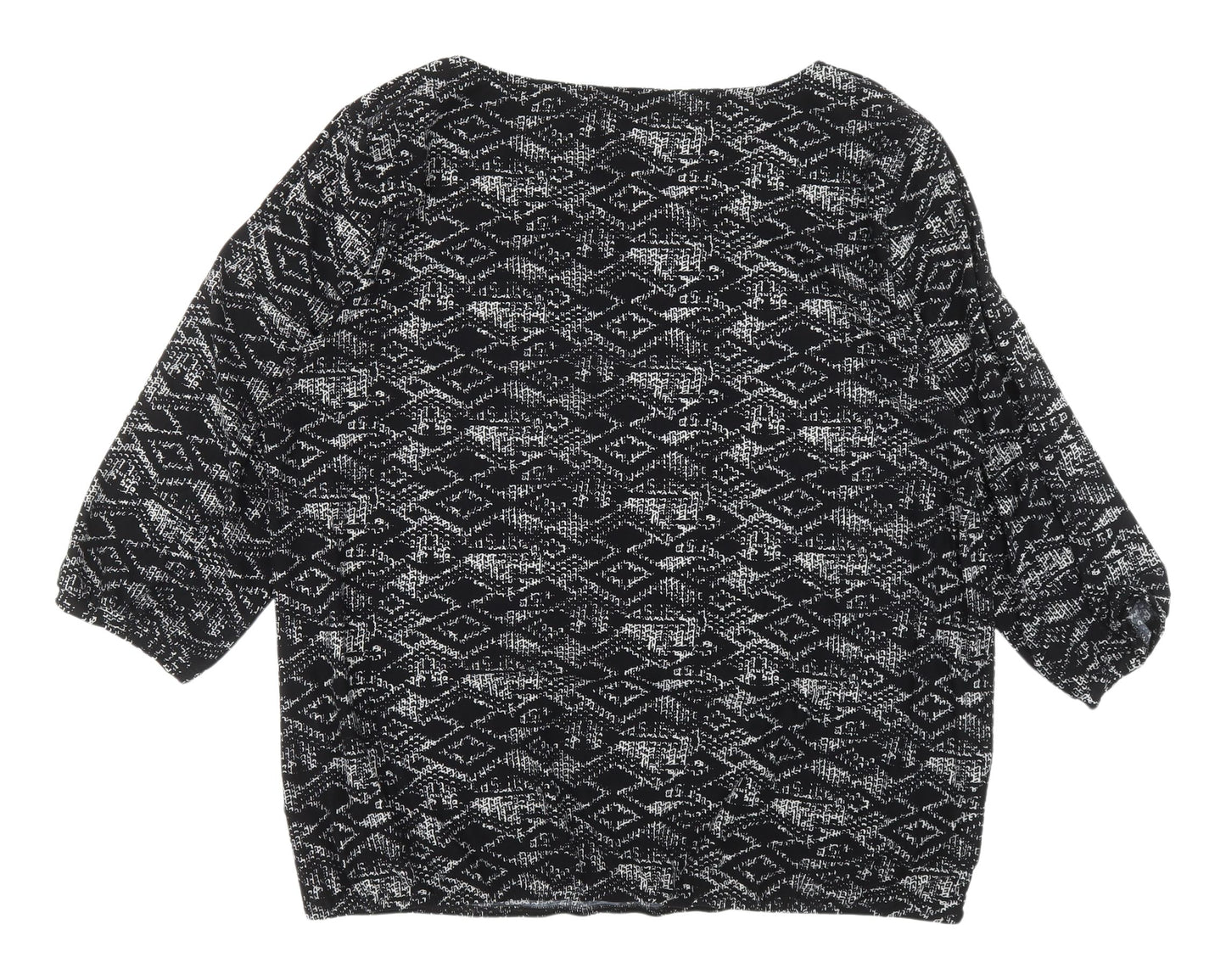 Pebble Bay Women's Black Geometric Top 3/4 Sleeve Size 20