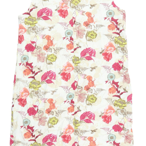 Next Women's Multicoloured Floral Linen Dress Size 14