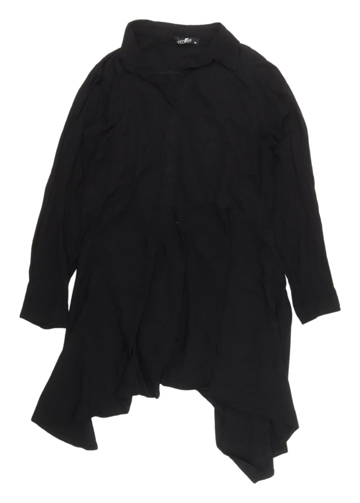 Emrey Women's Black Collared Long Sleeve Top M