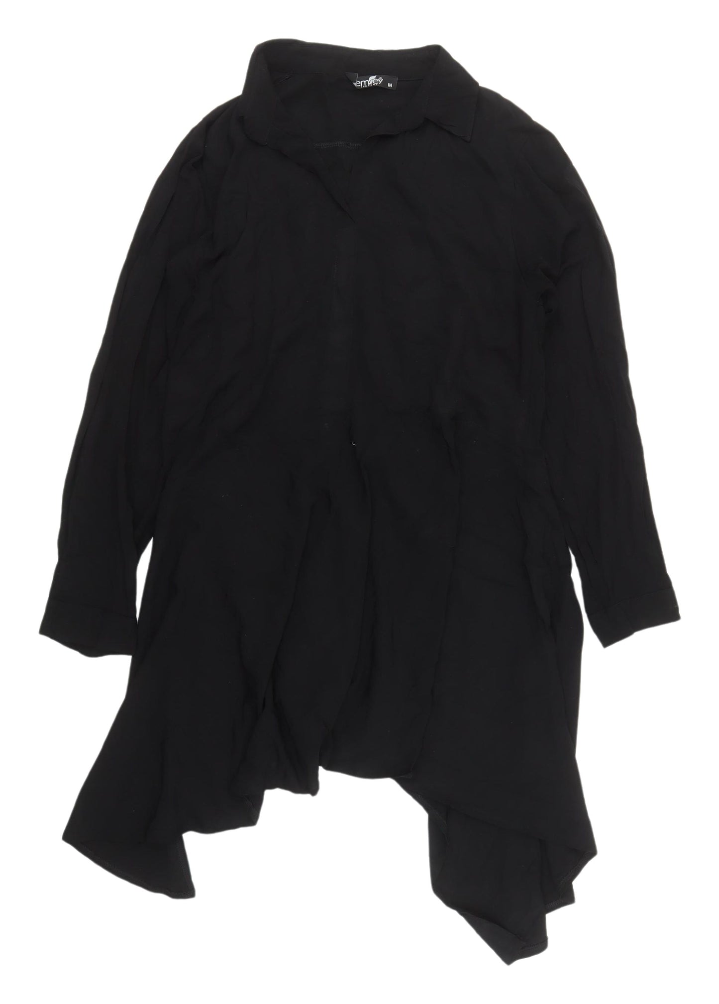 Emrey Women's Black Collared Long Sleeve Top M