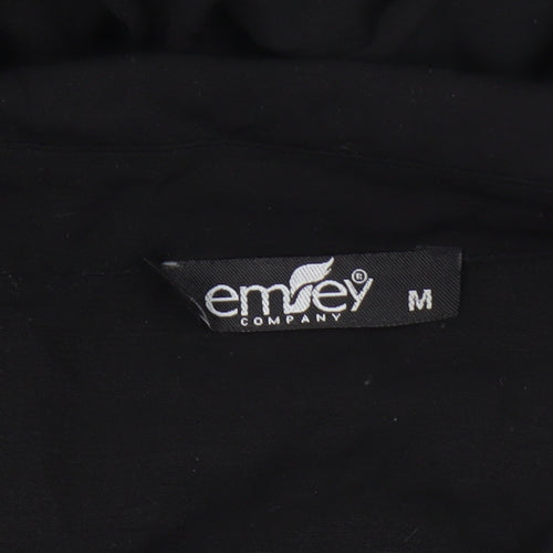Emrey Women's Black Collared Long Sleeve Top M