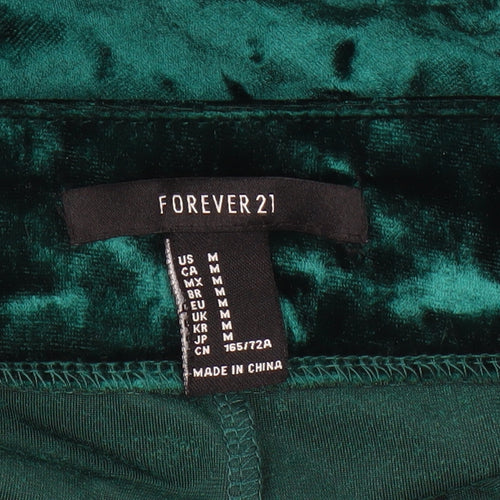 Forever 21 Women's Green Velvet Wide-Leg Trousers M