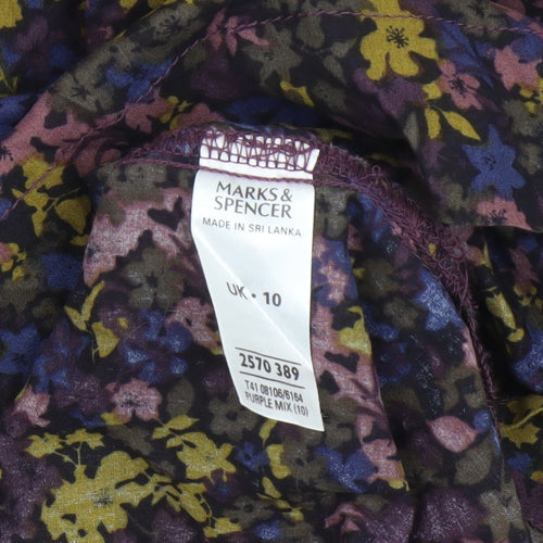 Marks and Spencer Women's Multicoloured Floral Blouse - Size 10