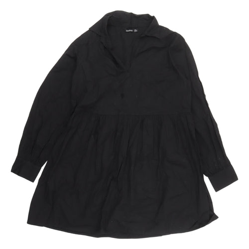 Boohoo Black Cotton Women's Shift Dress UK 14